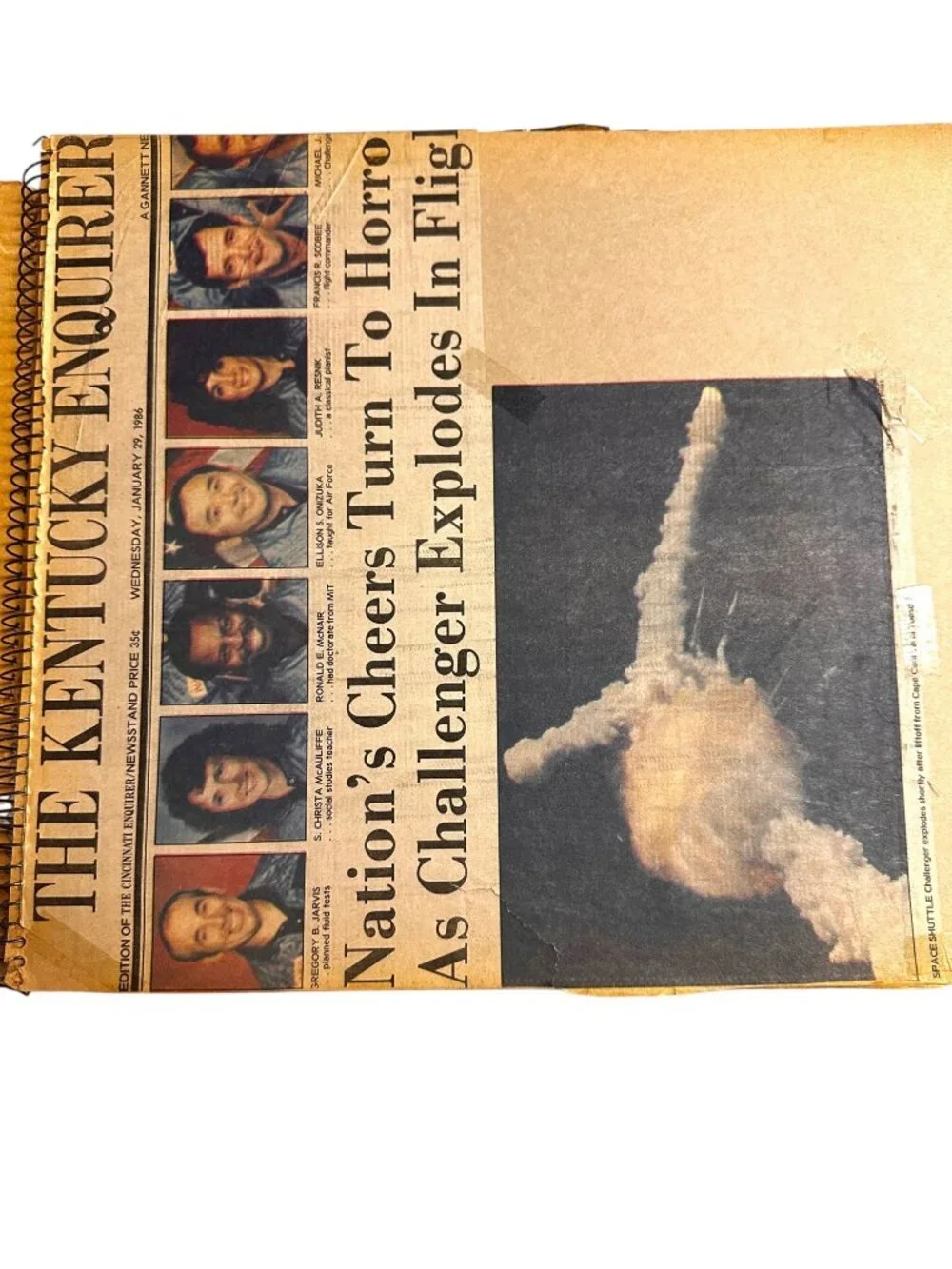 Vintage 1986 Challenger Tragedy Newspaper Scrapbook Spiral-Bound Historical Memo